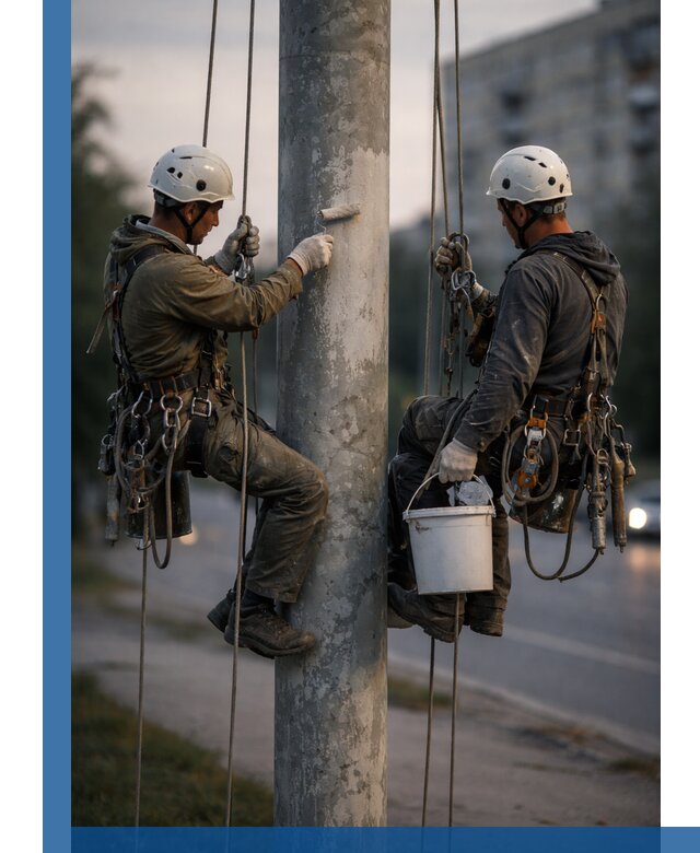 Покраска опор освещения и антикоррозийная защита в Карасуке
