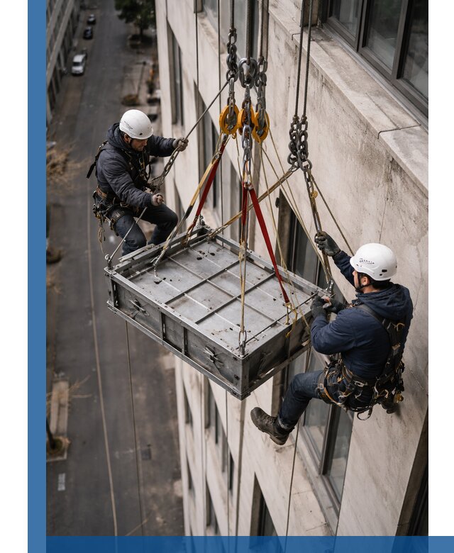 Спуск и подъем грузов по фасаду в Карасуке для зданий