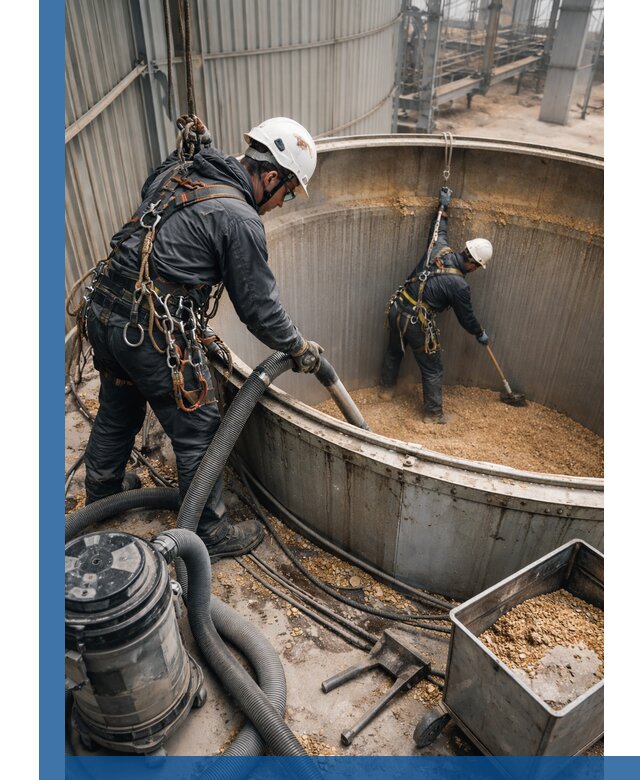 Профессиональная чистка зерновых бункеров в Карасуке с выездом