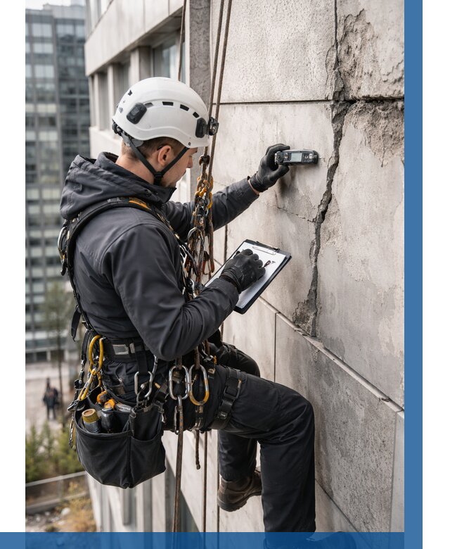 Обследование фасада альпинистами в Карасуке от 122 р. | ВЫСОТНИК-Кск