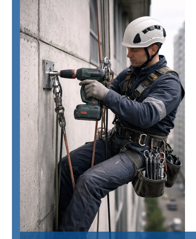 Установка анкерных точек для высотных работ в Карасуке