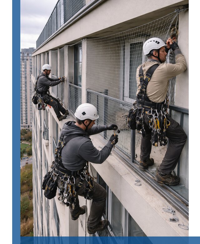 Профессиональный монтаж защитной сетки от птиц в Карасуке